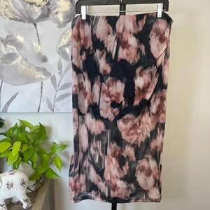 Abercrombie & Fitch Skirt Large Midi Abstract Floral Watercolor Lined Boho